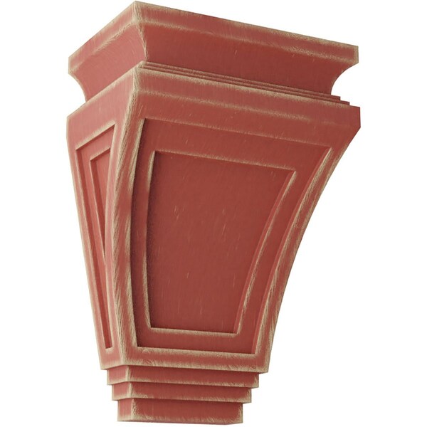 Ekena Millwork 6"W x 4"D x 9"H Arts and Crafts Wood Vintage Decor Corbel, Salvage Red CORWD06X04X09ARRD - main